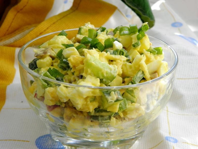 Salad with pike liver