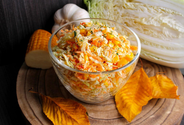 Peking cabbage salad with smoked cheese