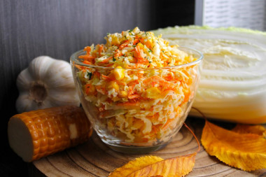 Peking cabbage salad with smoked cheese