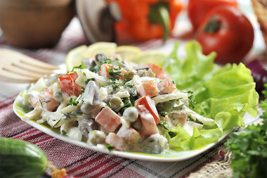 Pork heart salad with pickled onions