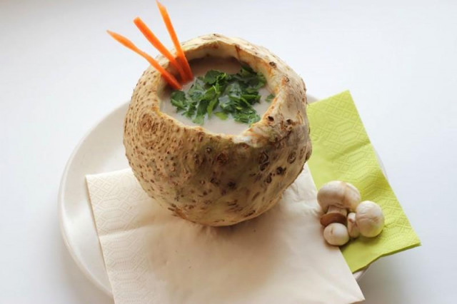 Celery root soup in celery