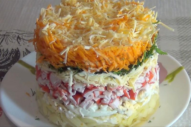 Velvet salad with crab sticks