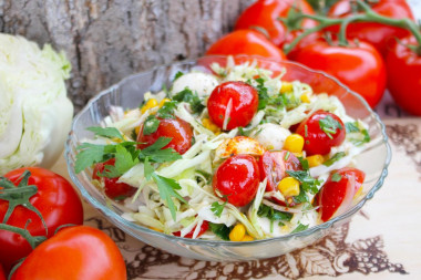 Sauerkraut salad with mozzarella and cherry tomatoes