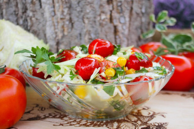 Sauerkraut salad with mozzarella and cherry tomatoes