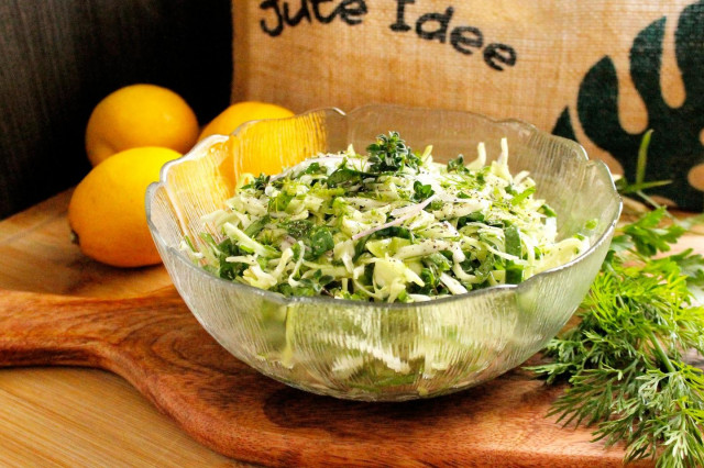 Salad with sorrel from young cabbage