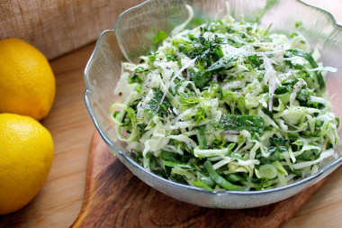 Salad with sorrel from young cabbage