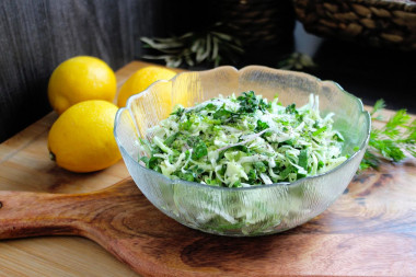 Salad with sorrel from young cabbage