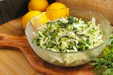 Salad with sorrel from young cabbage