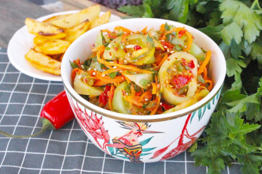 Spicy salad of green tomatoes in Korean