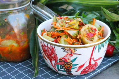 Spicy salad of green tomatoes in Korean