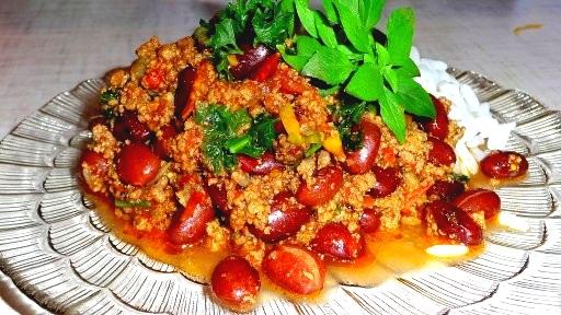 Chili con carne minced meat as a second course