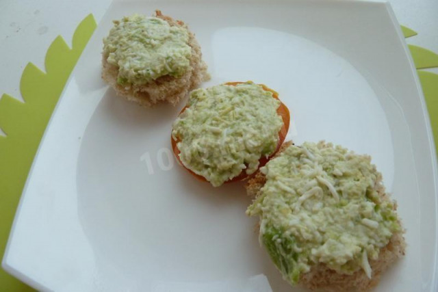 Tomato appetizer, eggs and avocado with mayonnaise