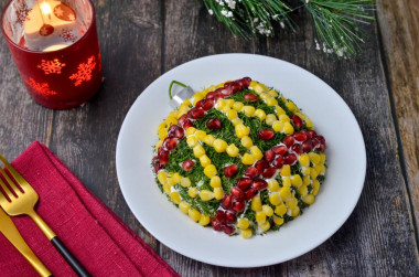 Salad Christmas tree toy with pineapple walnuts and chicken