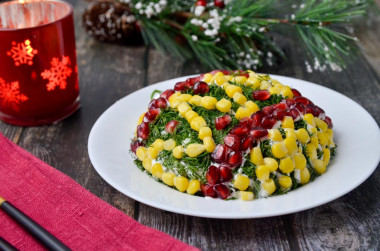 Salad Christmas tree toy with pineapple walnuts and chicken