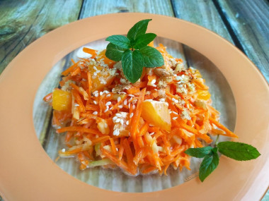 Fresh carrot salad with quince tangerines and honey