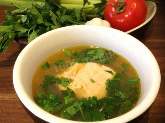 Fresh fish soup with sea cocktail