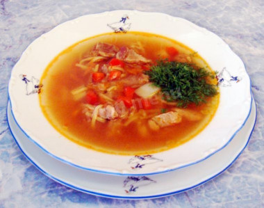 Quick soup with fried meat