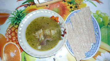 Noodle soup with chicken giblets