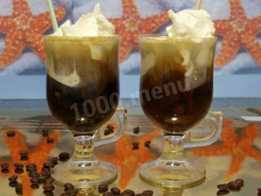 Iced coffee with ice cream syrup and cream