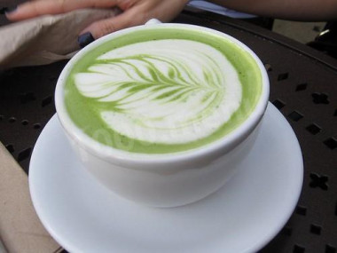 Green tea with milk latte