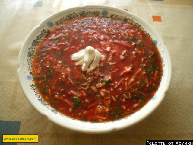 Ukrainian borscht with pork and dumplings