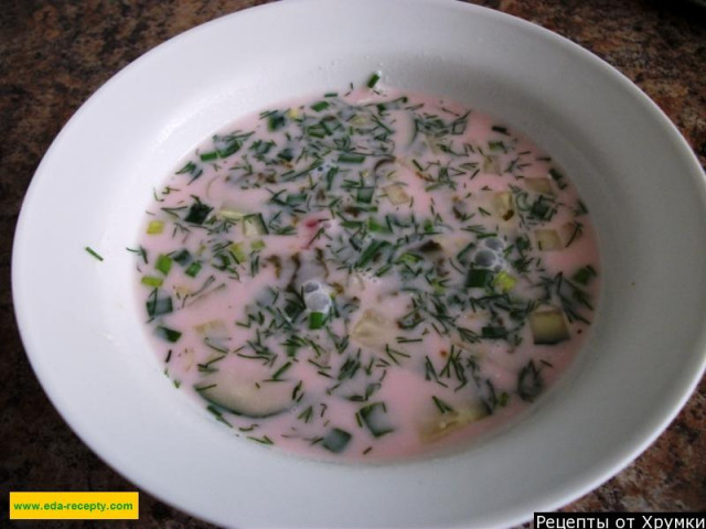 Beetroot cold soup on kefir