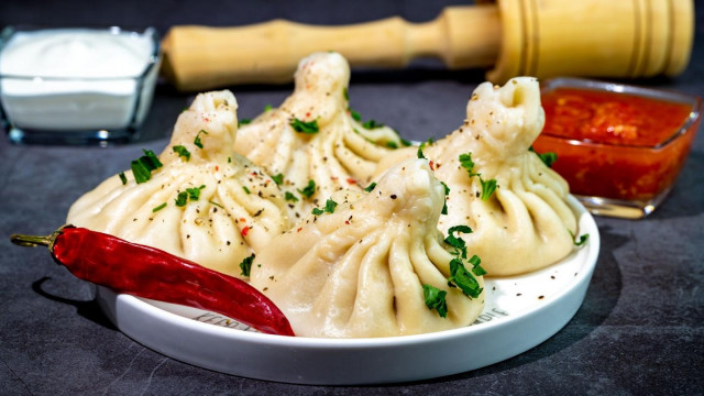 Khinkali with mixed minced meat and spicesGeorgian