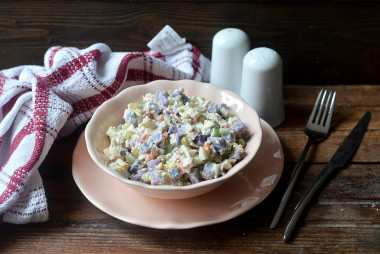 Olivier with purple potatoes and fresh cucumber