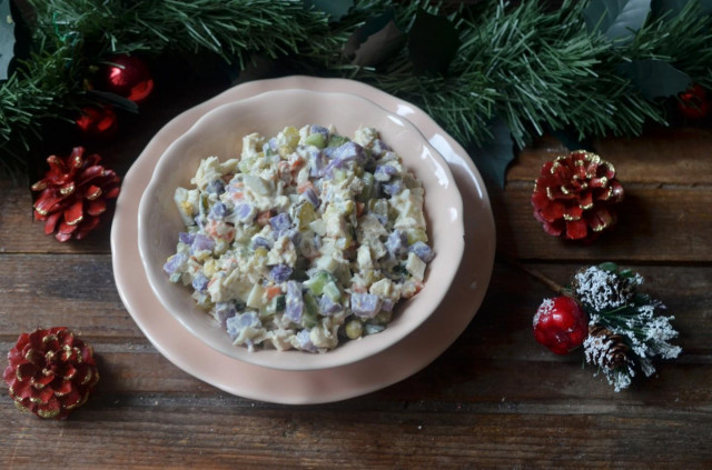 Olivier with purple potatoes and fresh cucumber