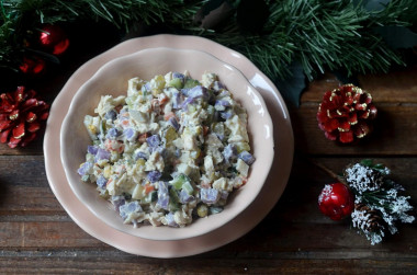 Olivier with purple potatoes and fresh cucumber