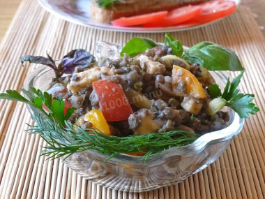 Green lentil salad with tomatoes and mint