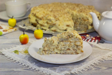 Napoleon puff pastry cake with milk cream