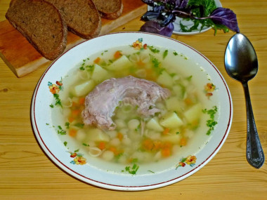 Turkey soup with potatoes and pasta