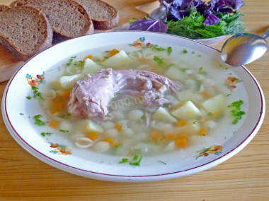 Turkey soup with potatoes and pasta