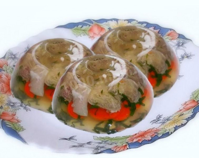 Beef aspic with onions, carrots and parsley