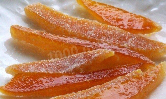 Candied fruits with sugar on water with apple