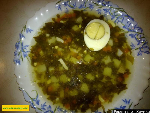 Sorrel egg soup with carrots