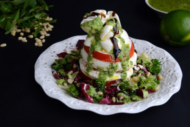 Caprese with burrata and pesto