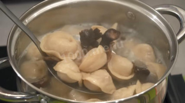 Branded Siberian dumplings with mushrooms