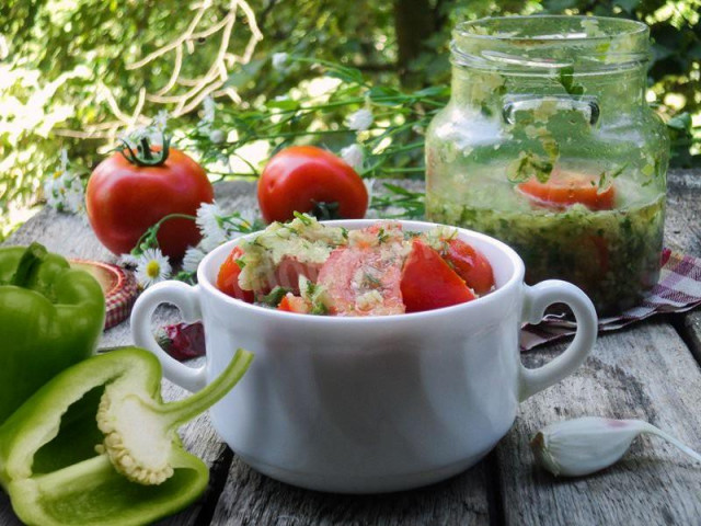 Korean tomatoes for winter in jars