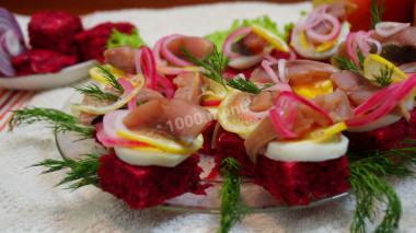 Festive snack Herring on a fur coat