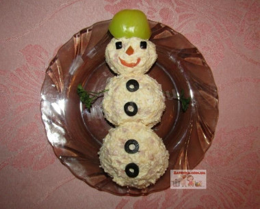 Snowman salad with ham