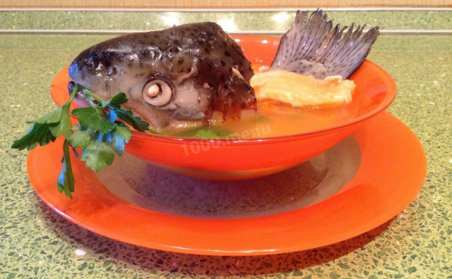 Ear soup with trout head potatoes