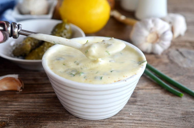 Tartare sauce with pickles and mayonnaise classic