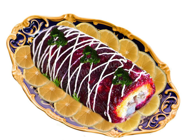 Festive herring roll under a fur coat