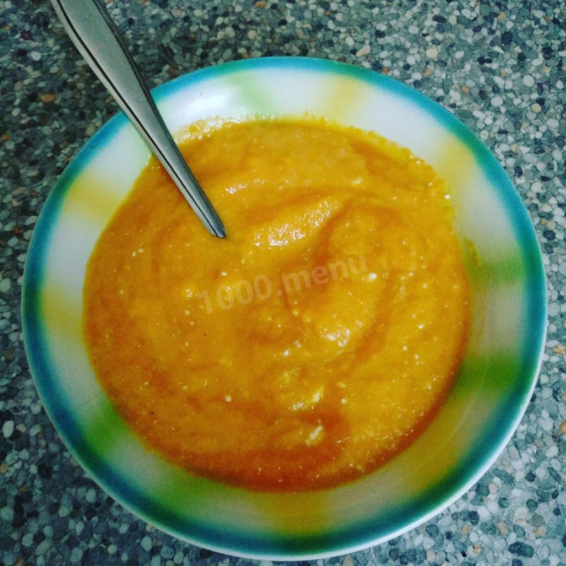 Carrot and pumpkin soup-puree