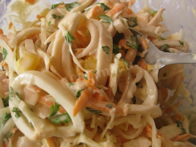 Squid with cabbage salad