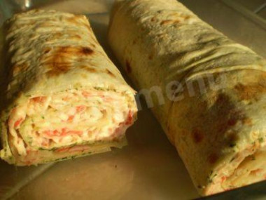 Roll with pita crab sticks