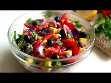 Harmony salad olives cheese tomatoes without mayonnaise