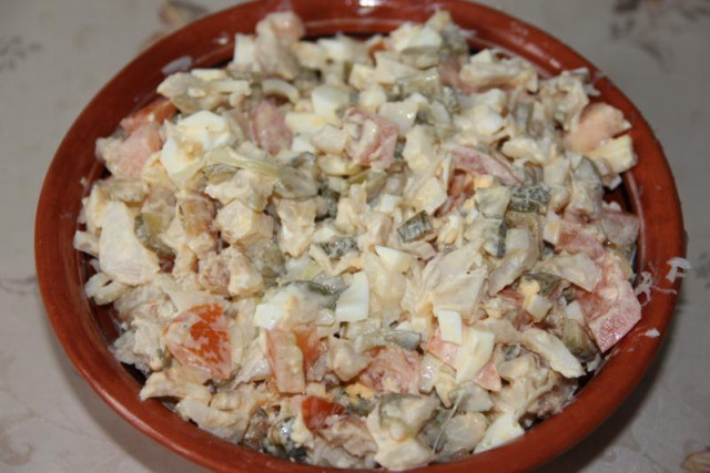 Fish salad with smoked cod